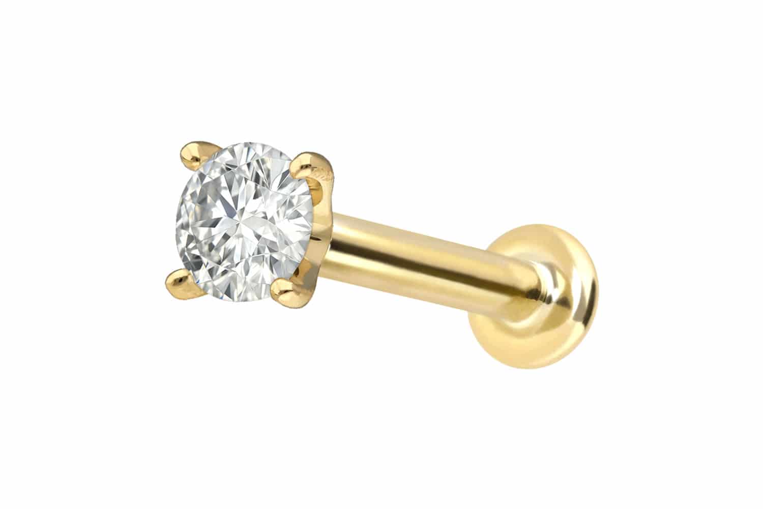18 Karat Gold Labret Piercing mit Innengewinde DIAMANT